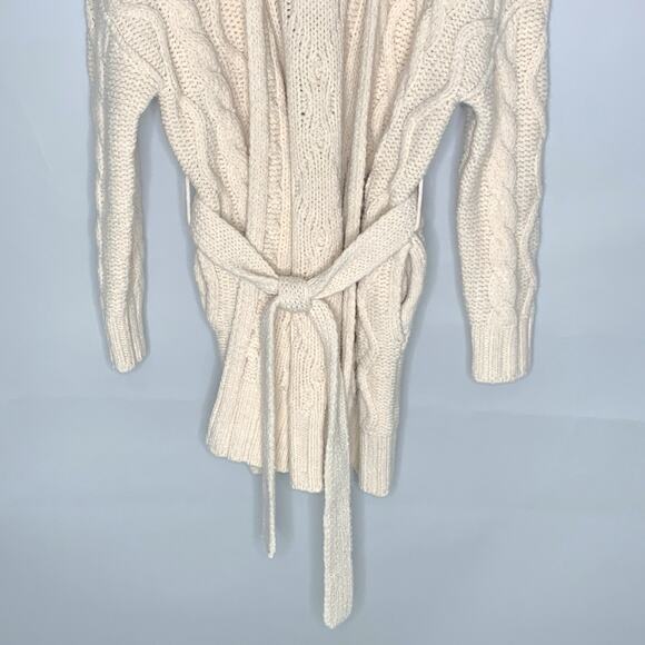 Vanessa Bruno S Suzanne Cable Knit Cardigan Sweater Belted Beige - Picture 6 of 9